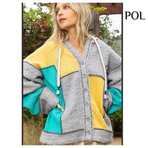 POL hooded Sherpa fleece jacket